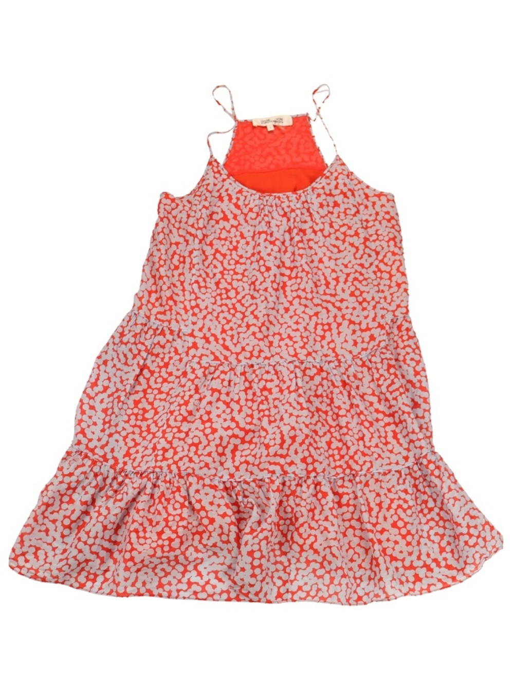 Diane Von Furstenberg Red Baby Blue Tiered Silk Blend Dress Petite Small